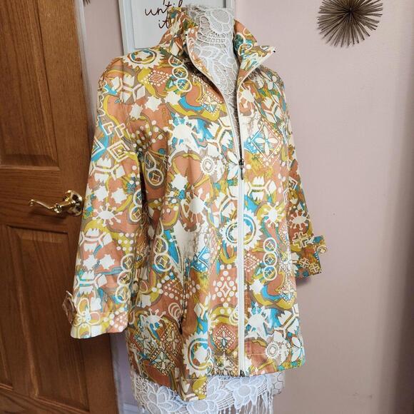 Flawless Multiples Jacket XL zips with zip pockets peach tan yellow white  M32 - Picture 1 of 13